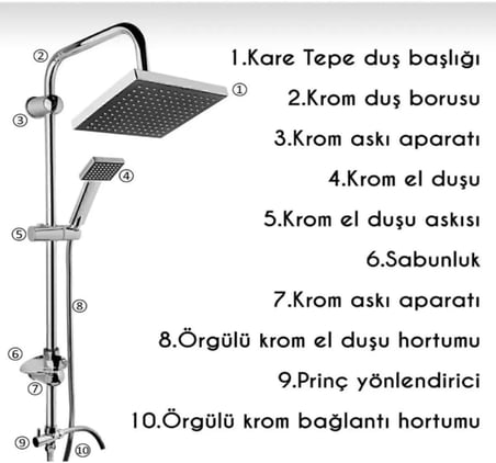 Banyo Duş Seti, Pirinç Batarya ve Yağmurlama Robot Başlık, 2'li Set, 2 Yıl Garantili (krom (titanic set))