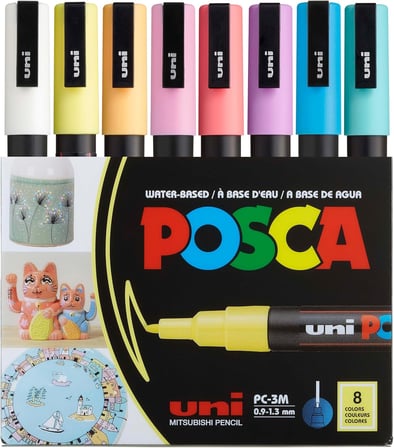 UNİ POSTER MARKÖRÜ SET PC-3M/8C SC SOFT RENK 8 Lİ