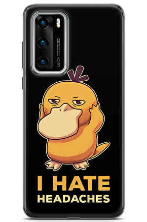 Huawei P40 uyumlu Pokemon 33 Koruma Kılıfı Psyduck Pokemon