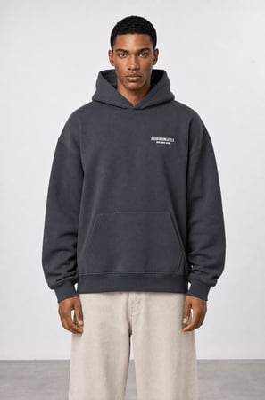 Erkek Absofuckinlutely Baskılı Oversize Hoodie Füme