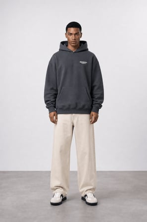 Erkek Absofuckinlutely Baskılı Oversize Hoodie Füme