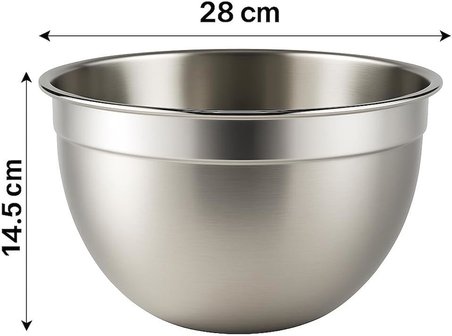 ® 304 Paslanmaz Çelik Karıştırma ve Mikser Kasesi - 28 cm x 14.5 cm | Çok Amaçlı, Dayanıklı, Bulaşık Makinesine Uygun