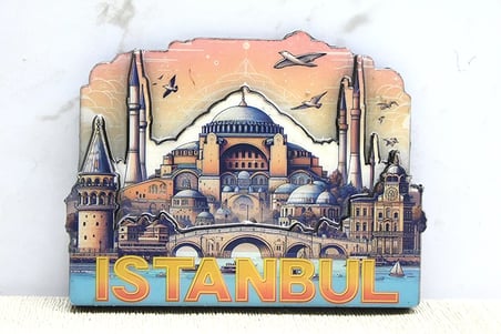 Evimdeyokyok Ahşap İstanbul Temalı Magnet 9,5x7,5 Cm