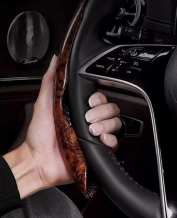 Ahşap Desenli Karbon Fiber Direksiyon Simidi Koruma Kılıfı 2'li Set Kaymaz Dayanıklı Şık ve Ergonomik Araç Direksiyon Kılıfı (Kırmızı)