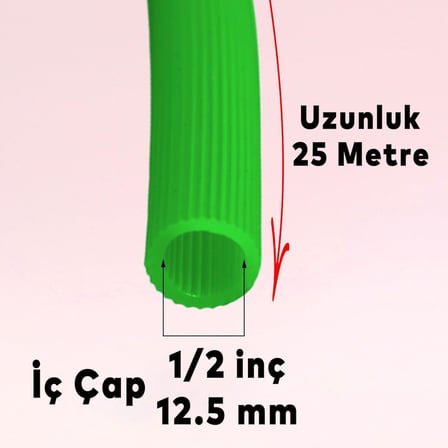 Badem10 Bahçe Çeşme Su Hortumu İç Çap 1/2 Naturel Silikonlu Sulama Araç Yıkama Hortum 25 Metre