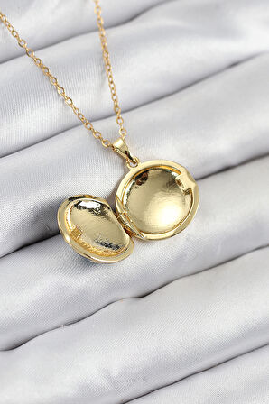  Çelik Açılabilr Kapaklı Deniz Model Gold Renk Kadın Kolye 10516