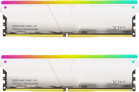 V-Color Manta XSky RGB 32GB (2x16GB) DDR5 6400MT/s CL32 1.4V, AMD EXPO Uyumlu, SK Hynix IC, Beyaz Masaüstü Bellek RAM / TMXSAL1664832WWK