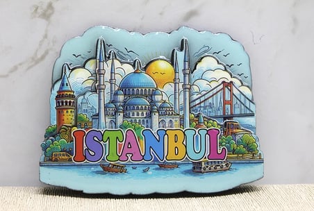 Evimdeyokyok Ahşap İstanbul Temalı Magnet 10x7 Cm
