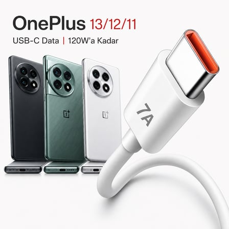 Bowie 120W 7A USB-C Hızlı Şarj Data Kablosu OnePlus 13 12 11 Serisi