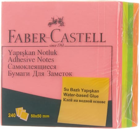 Yapışkan Notluk 50x50mm, Karışık Fosforlu Renkli Mini Küp