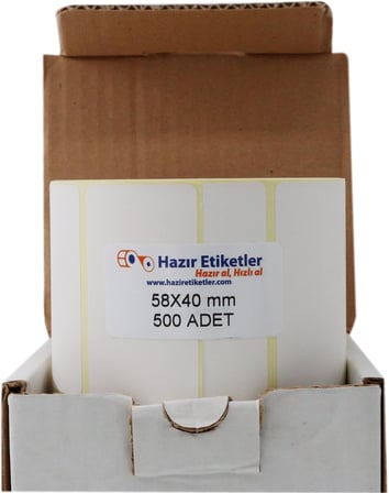 Eko Termal Terazi Etiketi 58mm x 40mm Ruloda 500 Adet 40mm Kuka Çapında Direk Termal Transfer Etiketi