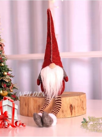 1 Adet 35 Cm Uzun Şapkalı Gnome Tomte Şans Cücesi Yılbaşı Süsü Parti Dekorasyon Süs, Kırmızı