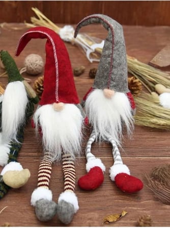 1 Adet 35 Cm Uzun Şapkalı Gnome Tomte Şans Cücesi Yılbaşı Süsü Parti Dekorasyon Süs, Kırmızı