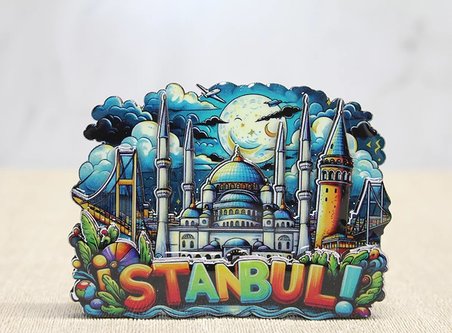 Evimdeyokyok Ahşap İstanbul Temalı Magnet 9.5*9 Cm