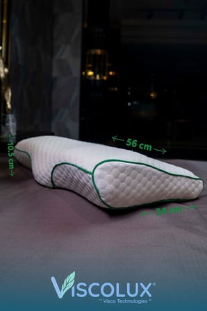 Servikal Boyun Destekli Ortopedik Yastık - Boyun Düzleşmesi Visco Yastık Pembe 56x34x10,5, Yeşil