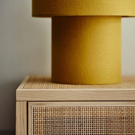 Sürgü Kapaklı Dolap, Rattan-Çam, 125x47x110 cm