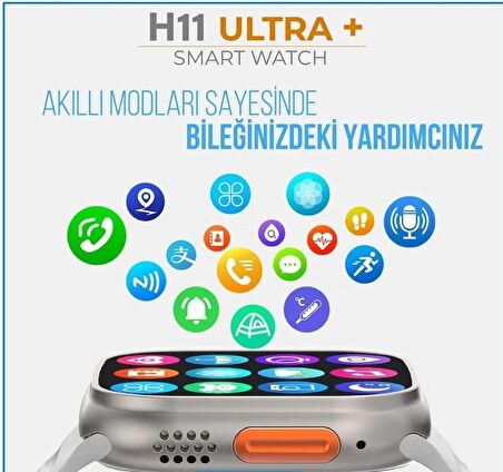 QASUL H11 Ultra Vidalı, Sürekli Açık Kadran Ekran Hd, 49MM Akıllı Saat