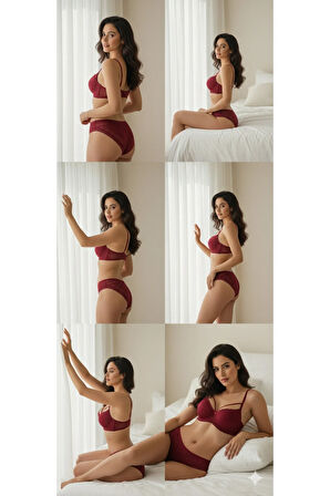 Sütyen Külot İç Çamaşır Takım Dolgusuz Toparyacı Dantelli Brode Ayarlanabilir Askılı Alt Üst Takım