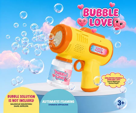 Pilli Işıklı Köpük Tabancası Otomatik Işıklı Baloncuk Tabanca Bubble Gun Çocuk Oyuncağı