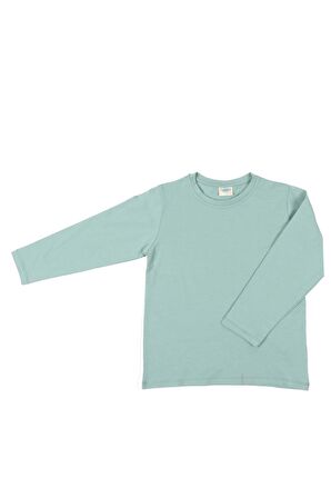 2'li Bisiklet Yaka Uzun Kollu Çizgili Ve Düz Unisex Çocuk Sweatshirt Açık Mavi-Bej