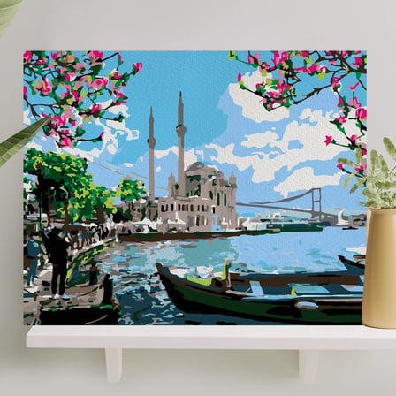 Sayılarla Boyama Tuval Seti Fırça Boya Dahil (Çıtalı) 40x50 CM - Ortaköy