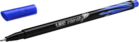 BIC Intensity Fine Liner İnce Uçlu Mavi Keçeli Kalem 12'li Kutu, 0.4 mm İnce Kalınlıkta Uç, Su Bazlı Mürekkep