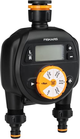 2 çıkışlı zamanlayıcı/zamanlayıcı, tüm standart musluk boyutları için, kolay okunabilir LCD ekran, evrensel boyut, 580 g, siyah/turuncu, 1054792