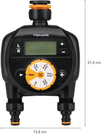 2 çıkışlı zamanlayıcı/zamanlayıcı, tüm standart musluk boyutları için, kolay okunabilir LCD ekran, evrensel boyut, 580 g, siyah/turuncu, 1054792