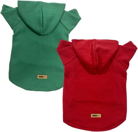 Kapişonlu Polar Sweatshirt Köpek ve Kedi Kıyafeti &amp; Elbisesi - Kırmızı &amp; Siyah 2'Li Fırsat Paketi XL Beden