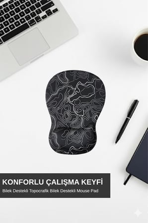 TopoWave Bilek Destekli Mouse Pad Ergonomik Kaymaz Taban Masa Pedi Bilek Koruyucu Dijital Mouse Pad Siyah