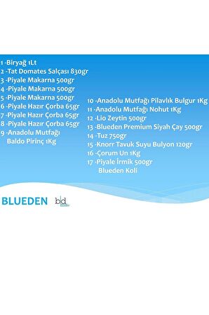 Blueden Ramazan Paketi Kumanya Erzak Gıda Yardım Kolisi 17 Parça 80 nolu Paket