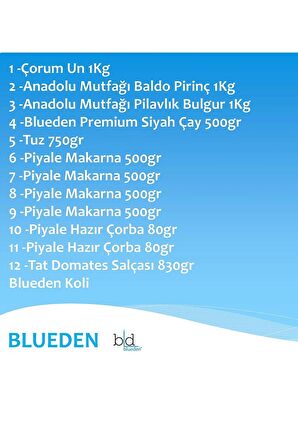 Blueden Ramazan Paketi Kumanya Erzak Gıda Yardım Kolisi 12 Parça 99 nolu Paket