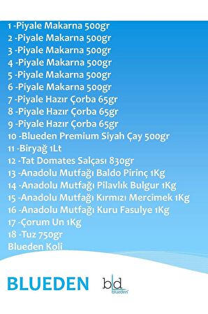 Blueden Kumanya Yardım Hediye Paketi 18 Parça 124 nolu Paket