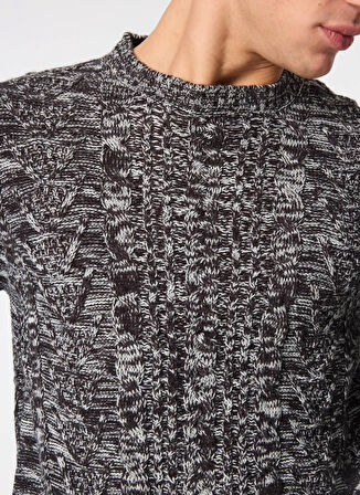 Sseinse Bisiklet Yaka Slim Fit Siyah - Ekru Erkek Kazak MI2875SS