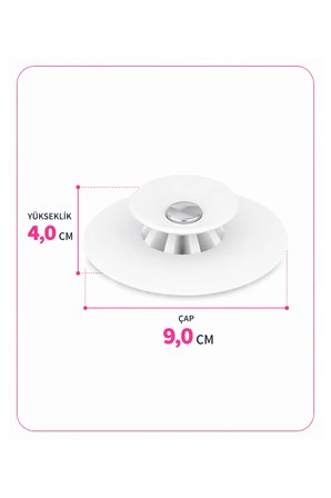 Beyaz Silikon Lavabo Süzgeci Tıkaç 9 cm Saç Tutucu Gider Koruyucu Esnek Filtre Banyo Mutfak