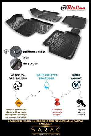 Rizline Volkswagen Scirocco 2011 Model BEJ 3D Havuzlu Paspas