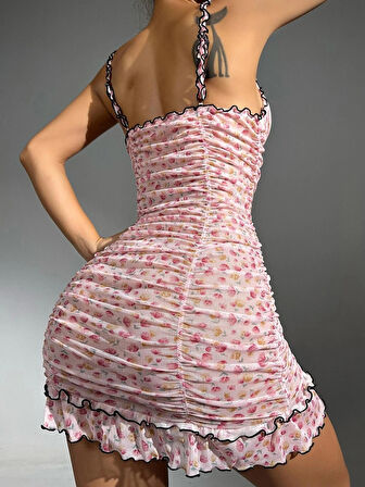 LA VIOR KADIN ÇİÇEK DESENLİ FANTEZİ GECELİK/ELBİSE(ÇORAPLAR DAHİL DEĞİLDİR)