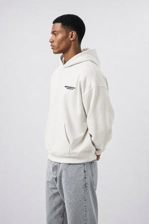 Erkek Absofuckinlutely Baskılı Oversize Hoodie Ekru