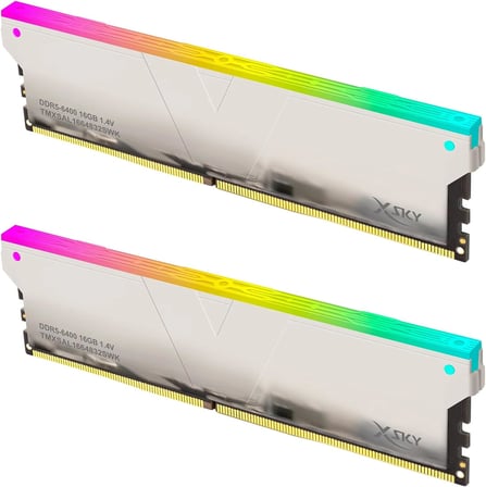 V-Color Manta XSky RGB 32GB (2x16GB) DDR5 6400MT/s CL32 1.4V, AMD EXPO Uyumlu, SK Hynix IC, Beyaz Masaüstü Bellek RAM / TMXSAL1664832WWK