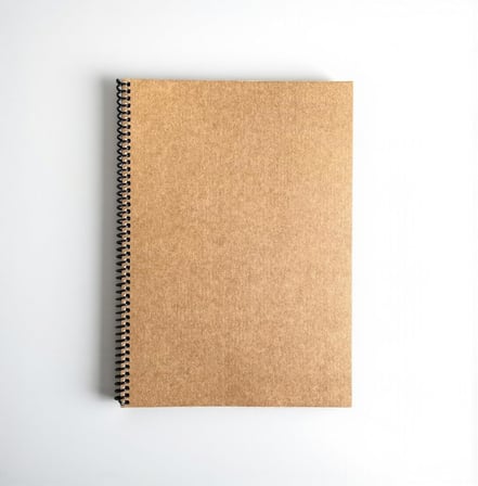 Çizgisiz Spiralli Not Defteri, A4 Boyut (21x29,7 cm), 60 Yaprak, 90gr. Ivory Kağıt, Ofis İçin İdeal (Kahverengi Kapak)