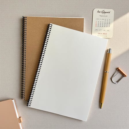 Çizgisiz Spiralli Not Defteri, A4 Boyut (21x29,7 cm), 60 Yaprak, 90gr. Ivory Kağıt, Ofis İçin İdeal (Kahverengi Kapak)