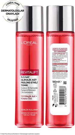 L'Oreal Paris Revitalift%5 Saf Glikolik Asit Peeling Etkili Tonik 180ml