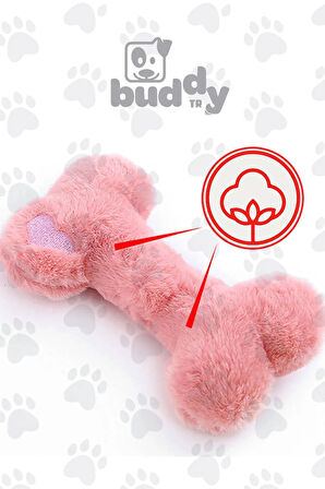 Pembe Peluş Kemik Köpek Oyuncağı | Sesli Mekanizma | Dayanıklı Sağlıklı | Eğlenceli Güvenli Oyunlar
