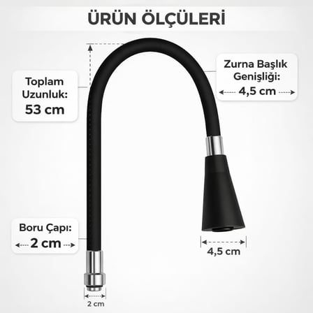Esnek Spiral Musluk Başlığı, 360° Döner, Sıçrama Önleyici, Tasarruflu Su Akışı, Üniversal Uyumlu Lavabo ve Mutfak Batarya Ucu Aparatı, Kolay Montajlı Hareketli Musluk Uzatma Başlığı (Siyah)
