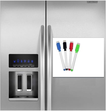Dünya Magnet Magnetli Kalemli Buzdolabı Notluk 25X35 Cm - Magnet Planlayıcı Buzdolabı Not Panosu + 2 Kalem