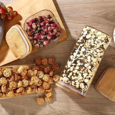 1400ml Sızdırmaz Vakumlu Bambu Kapaklı Borosilikat Cam Kavanoz – Hava Geçirmez &amp; Dayanıklı Gıda Saklama Kabı (10cm x 21cm)