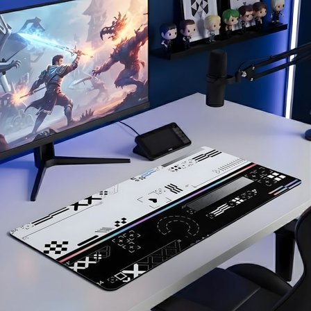 8 Farklı Desenli Baskılı Model XXL Gaming Mouse Pad 70x30 cm – Dikişli Kenar, Kaymaz Taban, Dijital Tasarım, Hassas Takip, Ultra Geniş Oyuncu Mousepad (Printstream 70x30 cm)