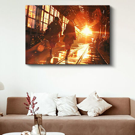 Tren İstasyonu - Altın Işıklar Anime Kanvas Tablo