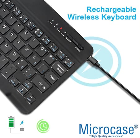 Tablet ve Telefonlar için Bluetooth Klavye Şarjlı Kablosuz - AL2671 Siyah