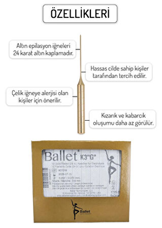 Ballet 50 Adet K3 Altın Epilasyon İğnesi Orijinal Ballet K3 Gold İğne 20402517